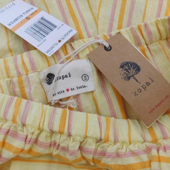 NWT!! KOPAL Rinku Romper Embroidered Ruffle Off Shoulder Vacation Boho Small - Picture 14 of 16